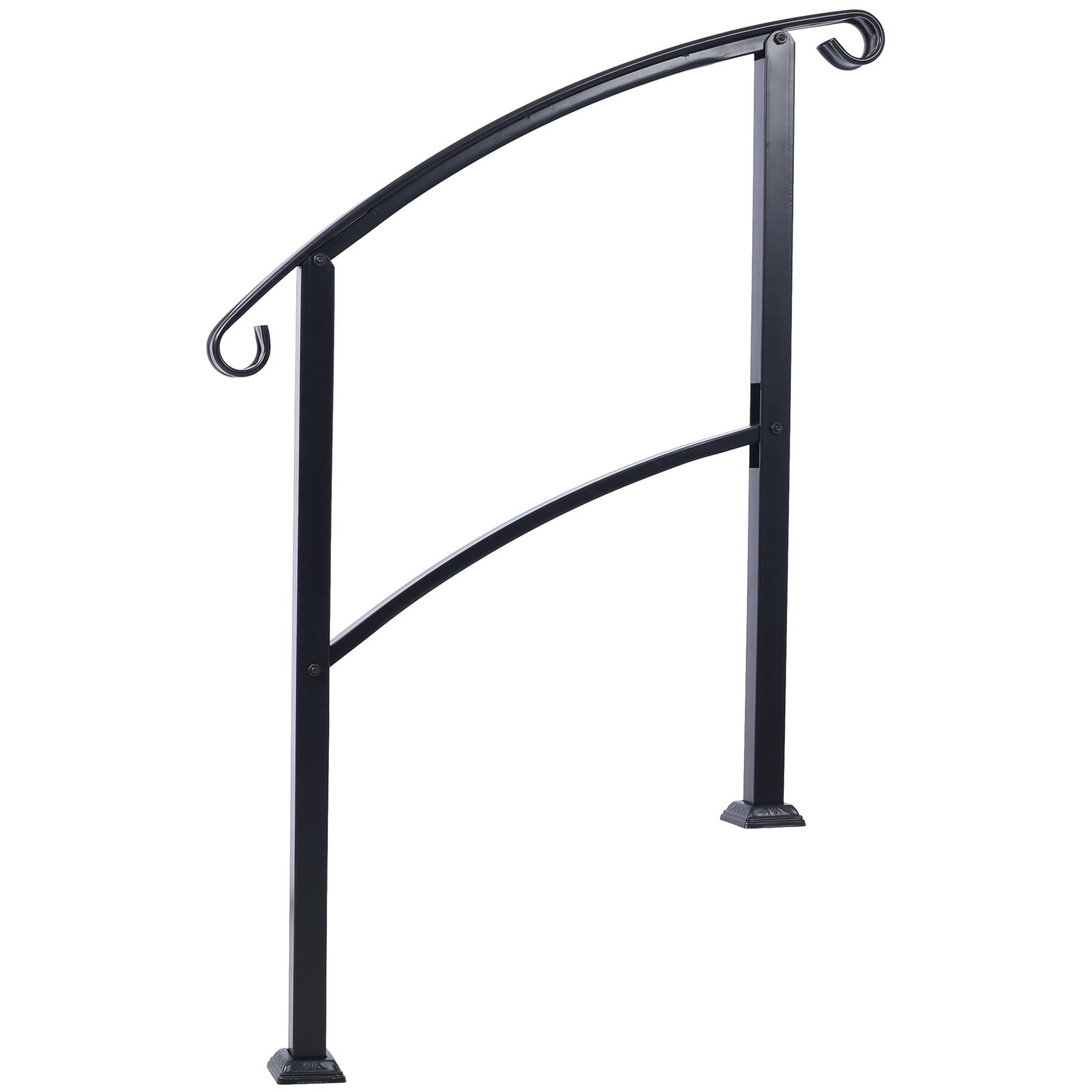 Handrails for Outdoor Steps, Fit 1 or 3 Steps Outdoor Stair Railing, White Wrought Iron Handrail, Flexible Front Porch Hand Rail, Transitional Handrails for Concrete Steps or Wooden Stairs