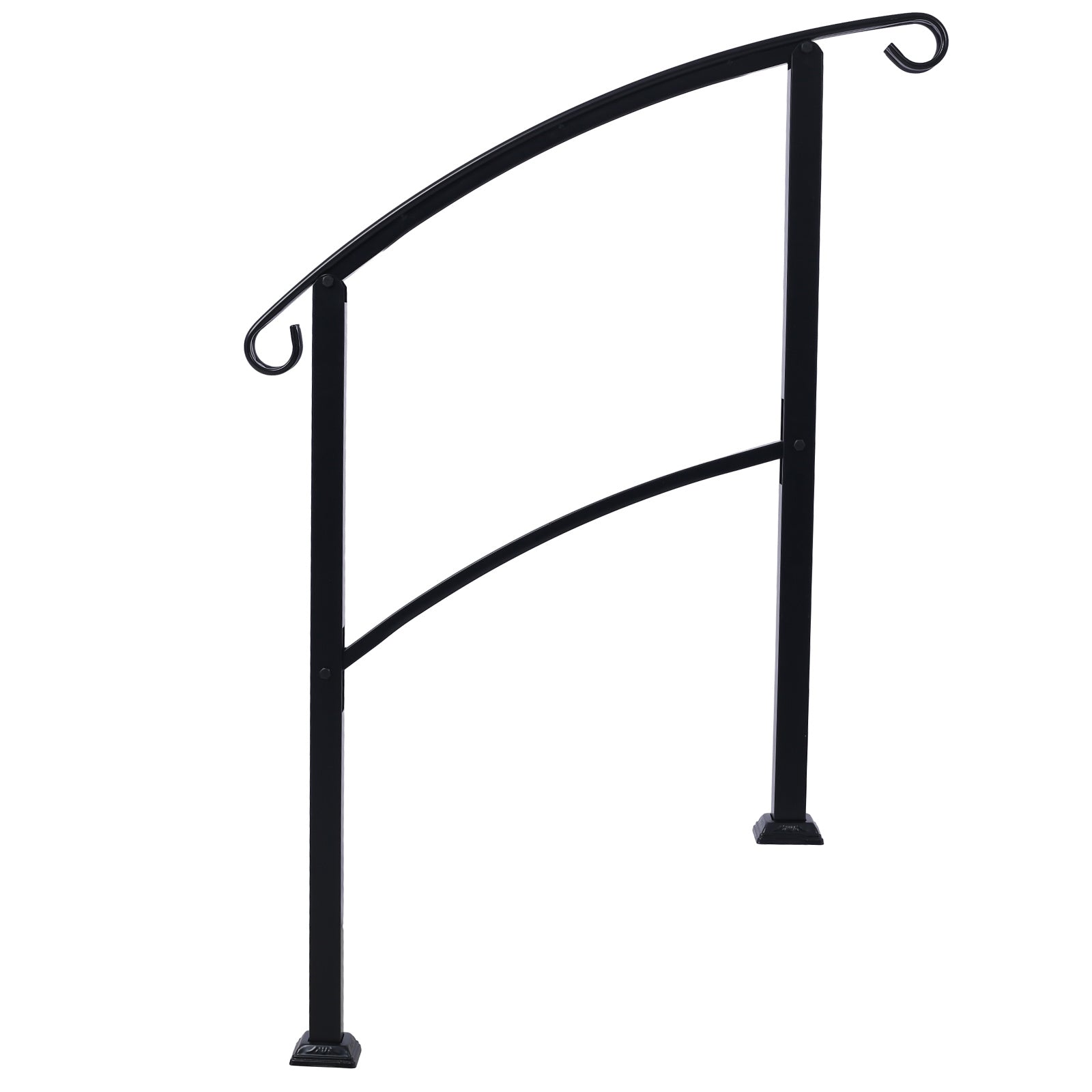 Handrails for Outdoor Steps, Fit 1 or 3 Steps Outdoor Stair Railing, White Wrought Iron Handrail, Flexible Front Porch Hand Rail, Transitional Handrails for Concrete Steps or Wooden Stairs