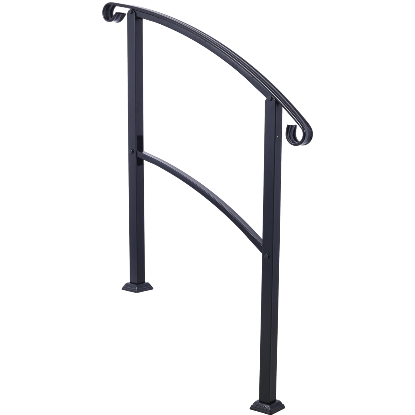 Handrails for Outdoor Steps, Fit 1 or 3 Steps Outdoor Stair Railing, White Wrought Iron Handrail, Flexible Front Porch Hand Rail, Transitional Handrails for Concrete Steps or Wooden Stairs