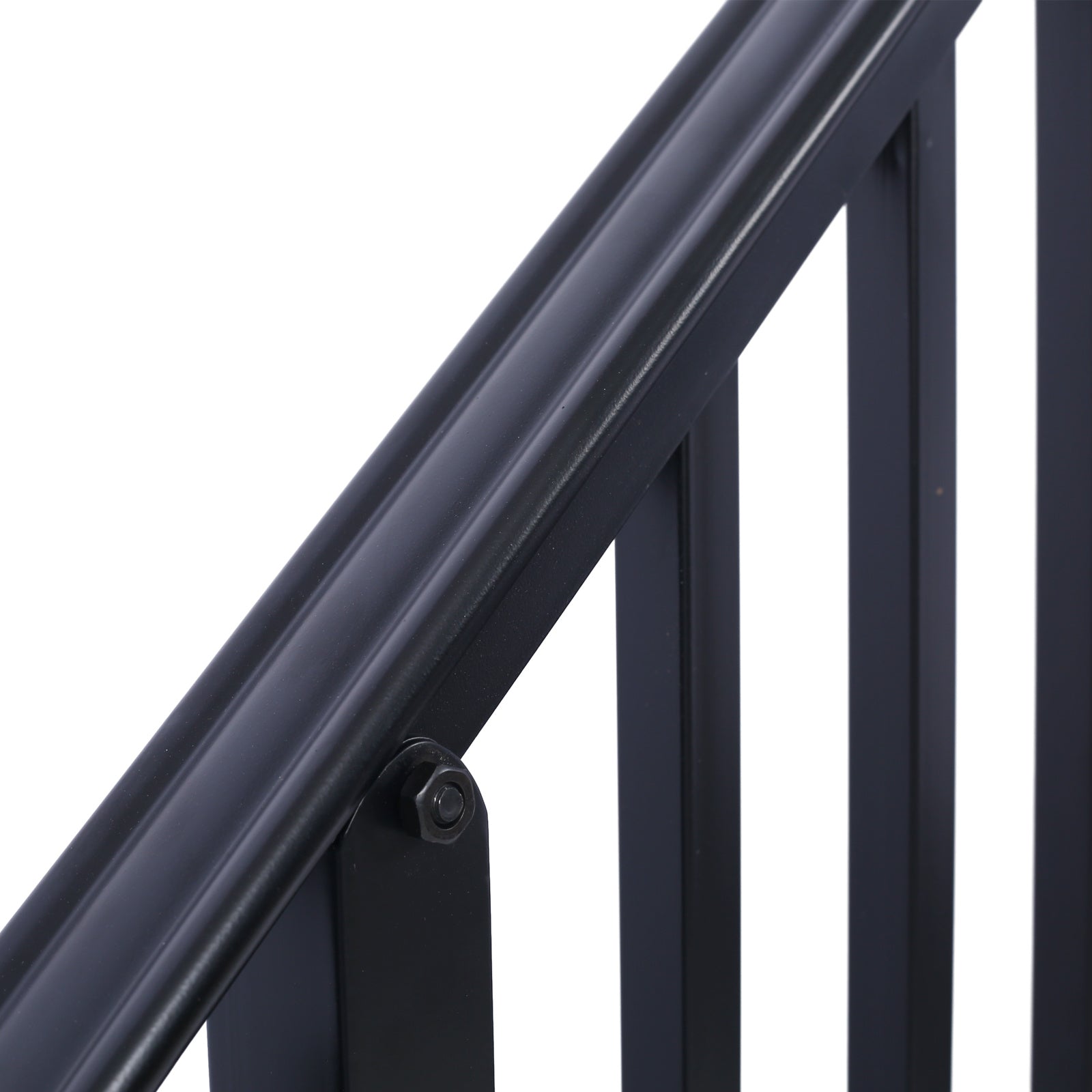 Handrails for Outdoor Steps, Fit 2 or 3 Steps Outdoor Stair Railing, Picket#2 Wrought Iron Handrail, Flexible Porch Railing, Black Transitional Handrails for Concrete Steps or Wooden Stairs
