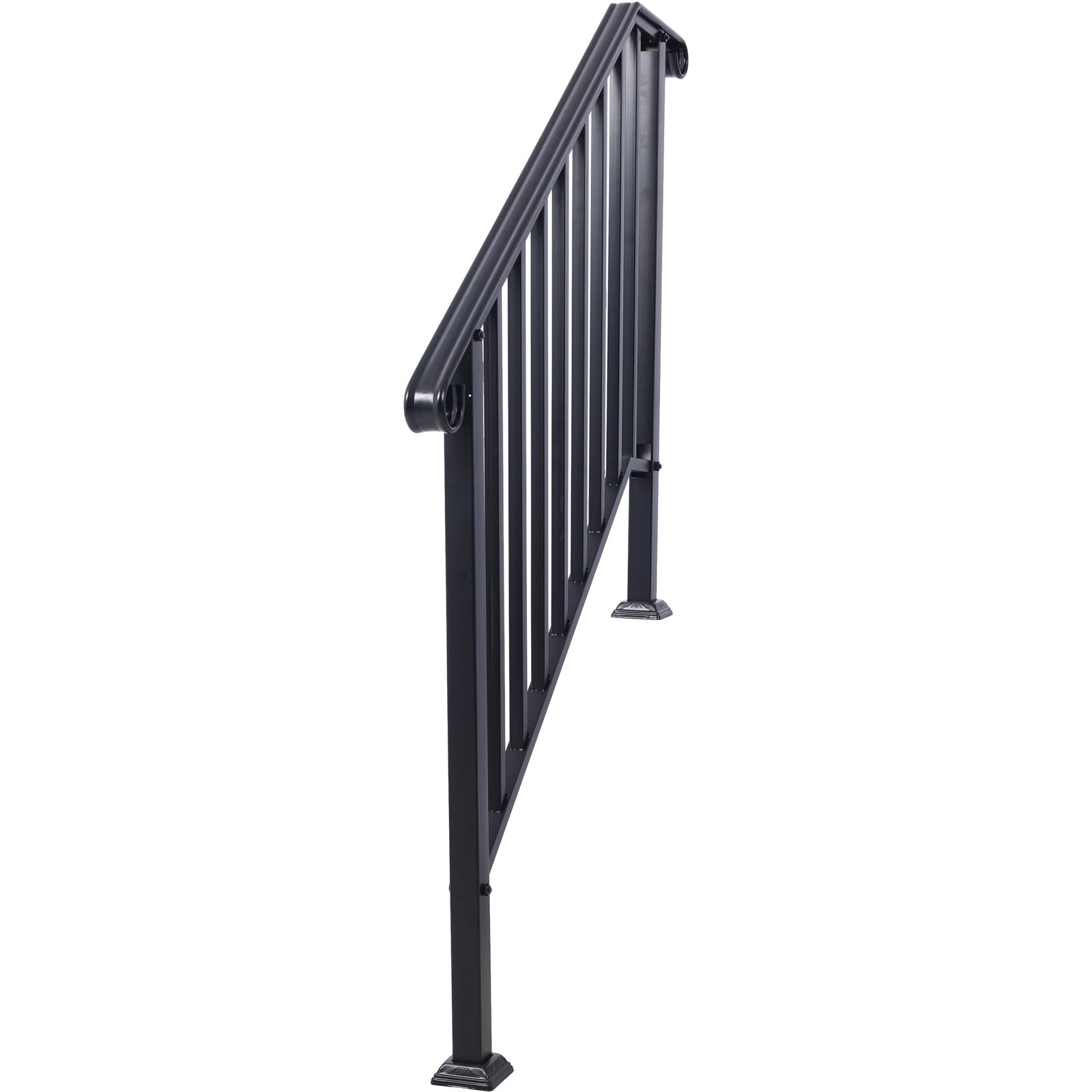 Handrails for Outdoor Steps, Fit 3 or 4 Steps Outdoor Stair Railing, Picket#3 Wrought Iron Handrail, Flexible Porch Railing, Black Transitional Handrails for Concrete Steps or Wooden Stairs