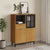 Highboard with Glass Door FLAM 36.2"x15.7"x48.2" Solid Wood Pine