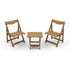HIPS Material Outdoor Bistro Set Foldable Small Table and Chair Set with 2 Chairs and Rectangular Table, Teak