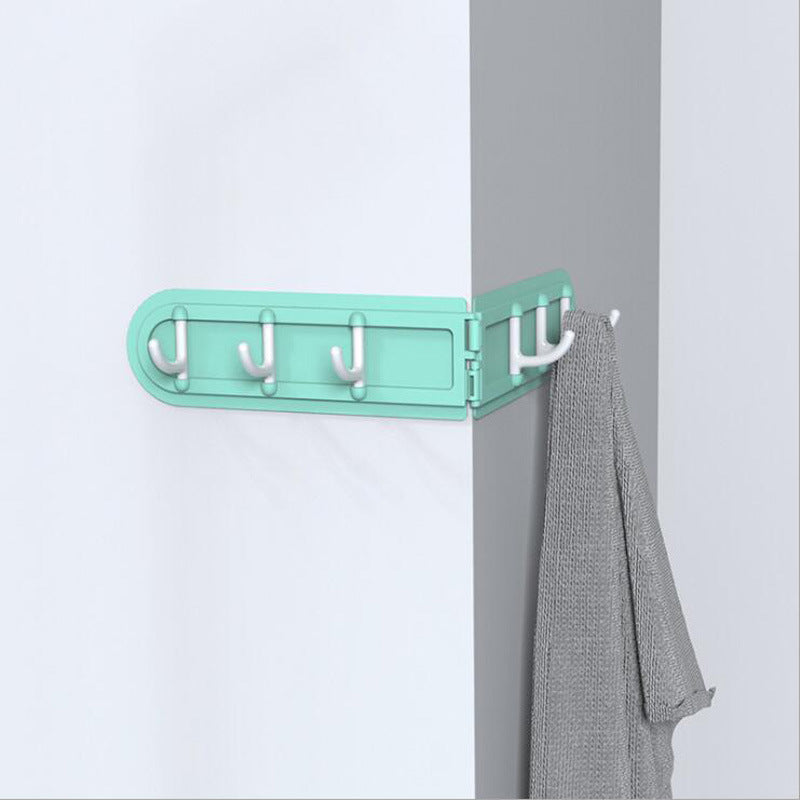 Hook Free Punching 6 Hook Corner Kitchen Bathroom Bedroom Dressing Room Wall Storage Hook Home Folding Coat Hook Without Perforation - WoodPoly.com