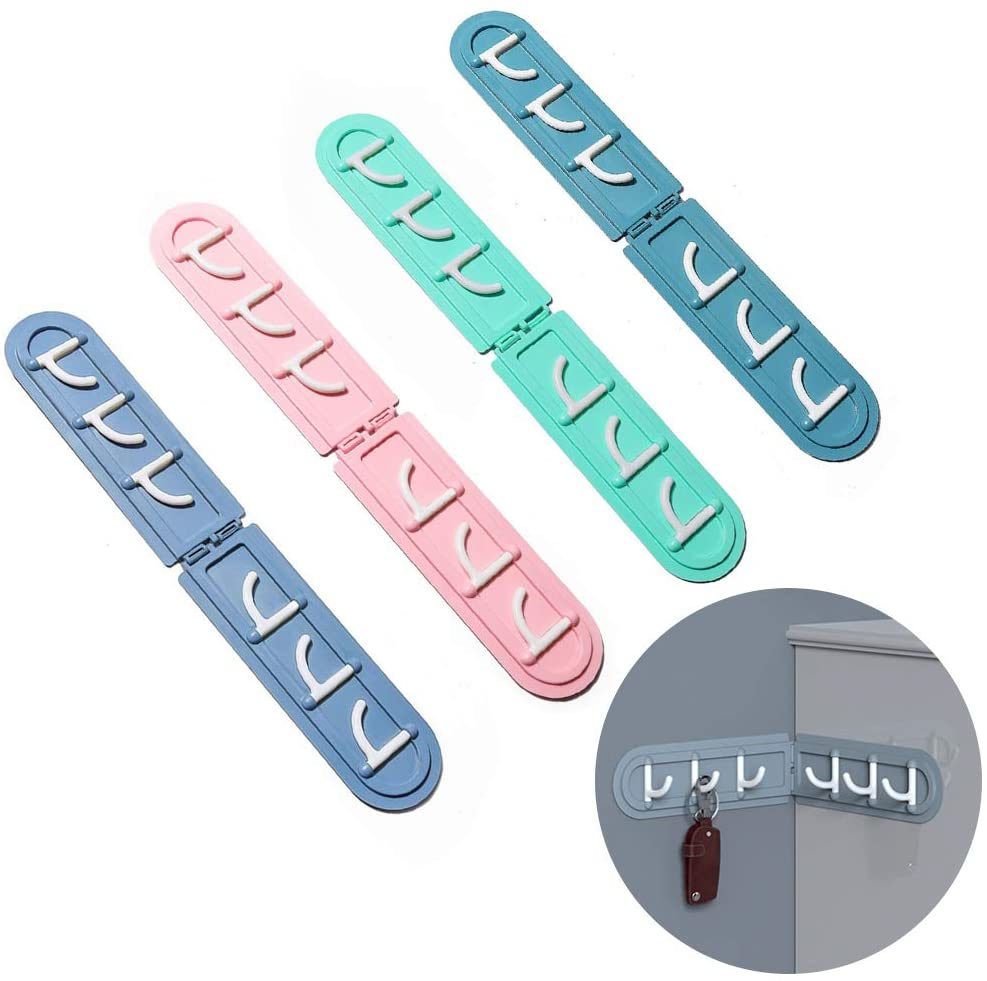 Hook Free Punching 6 Hook Corner Kitchen Bathroom Bedroom Dressing Room Wall Storage Hook Home Folding Coat Hook Without Perforation - WoodPoly.com