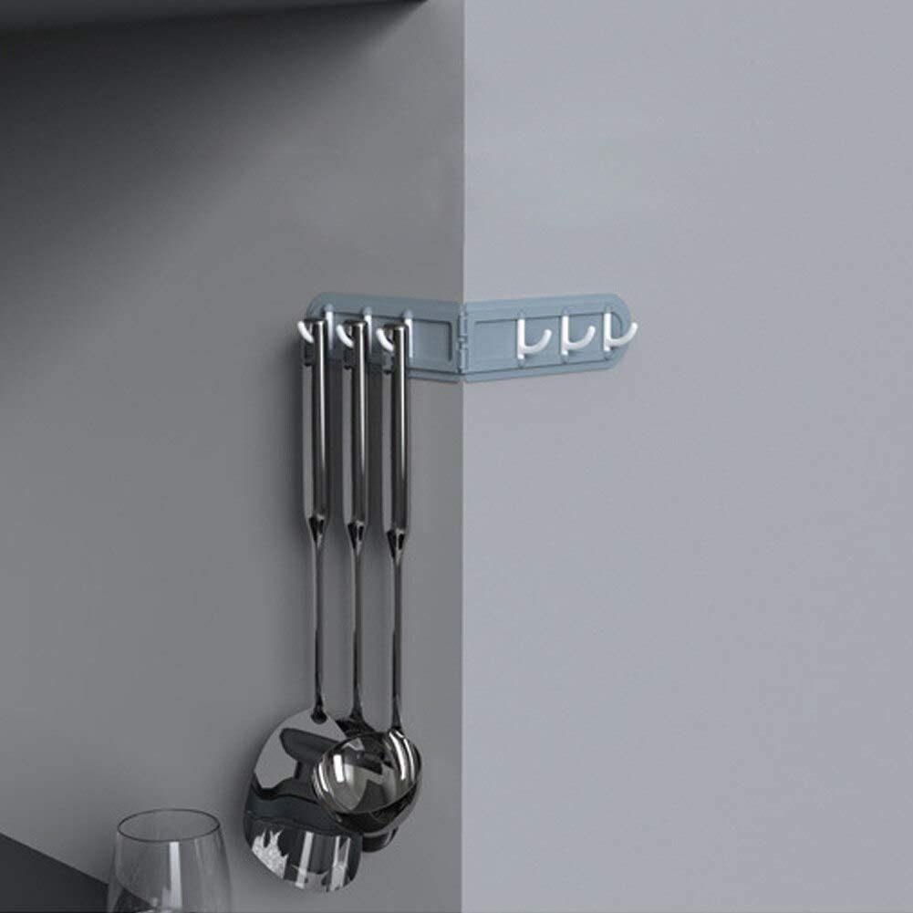 Hook Free Punching 6 Hook Corner Kitchen Bathroom Bedroom Dressing Room Wall Storage Hook Home Folding Coat Hook Without Perforation - WoodPoly.com