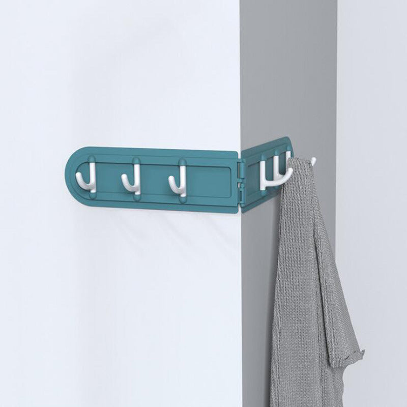 Hook Free Punching 6 Hook Corner Kitchen Bathroom Bedroom Dressing Room Wall Storage Hook Home Folding Coat Hook Without Perforation - WoodPoly.com