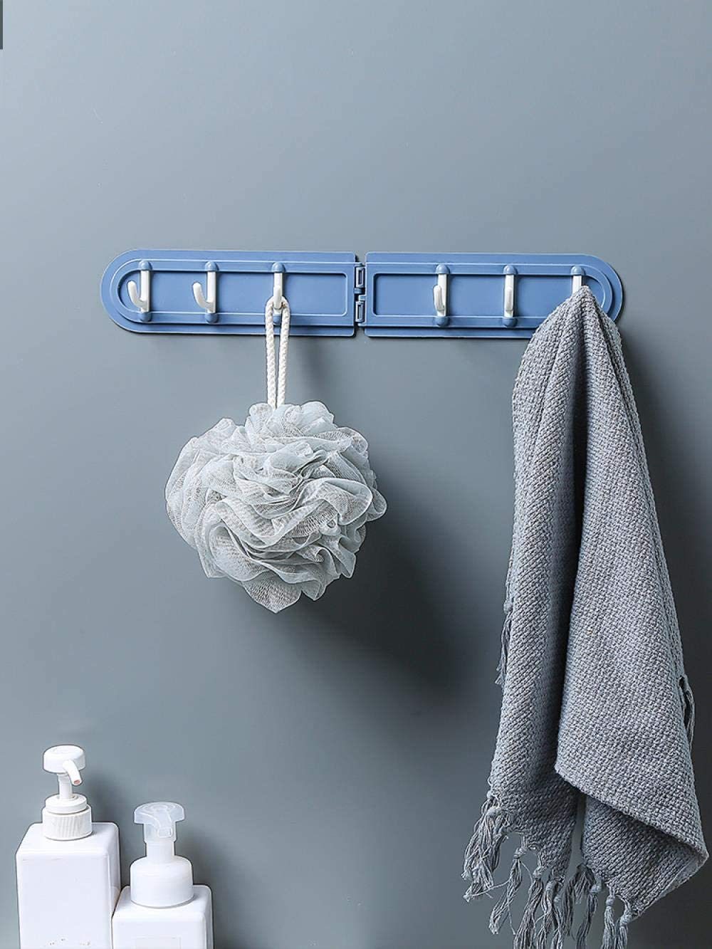 Hook Free Punching 6 Hook Corner Kitchen Bathroom Bedroom Dressing Room Wall Storage Hook Home Folding Coat Hook Without Perforation - WoodPoly.com