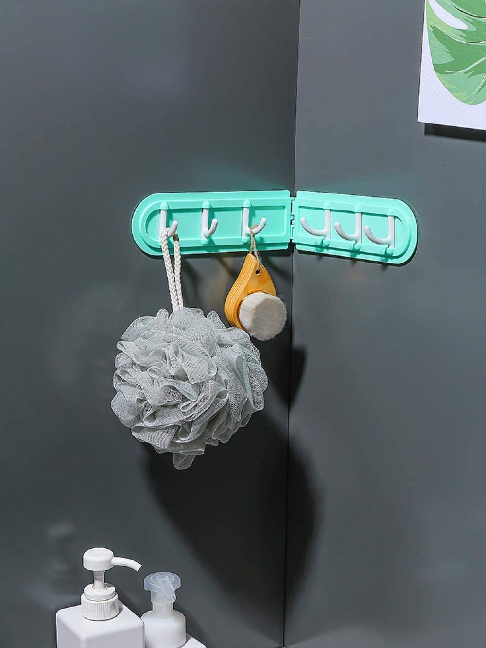 Hook Free Punching 6 Hook Corner Kitchen Bathroom Bedroom Dressing Room Wall Storage Hook Home Folding Coat Hook Without Perforation - WoodPoly.com