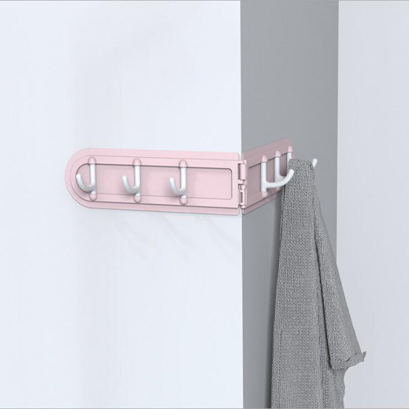 Hook Free Punching 6 Hook Corner Kitchen Bathroom Bedroom Dressing Room Wall Storage Hook Home Folding Coat Hook Without Perforation - WoodPoly.com