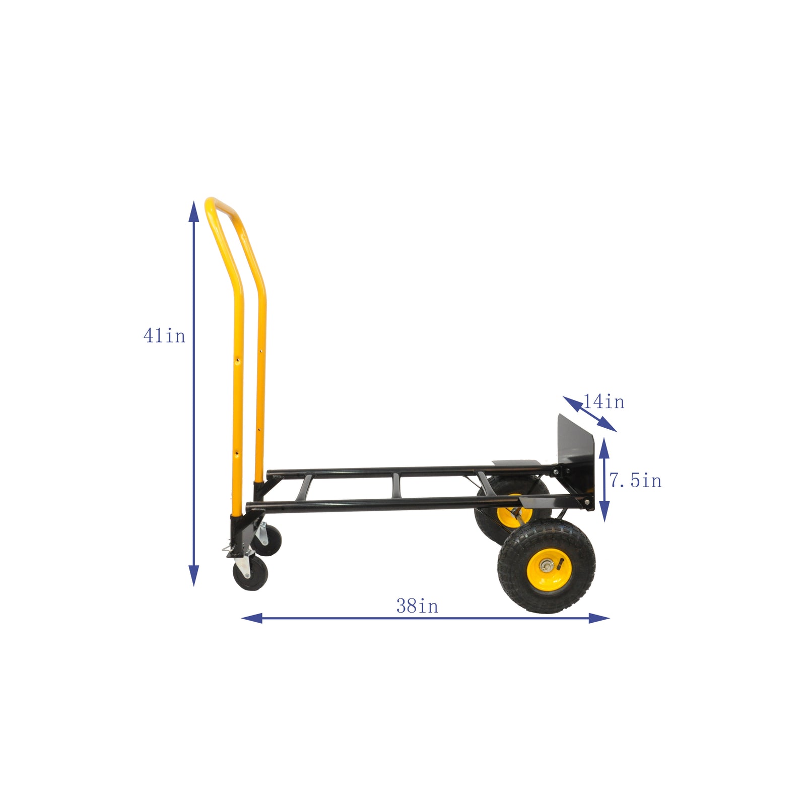 HT1006BK-YL Hand Truck Dual Purpose 2 Wheel Dolly Cart and 4 Wheel Push Cart with Swivel Wheels 330 Lbs Capacity Heavy Duty Platform Cart for Moving/Warehouse/Garden/Grocery