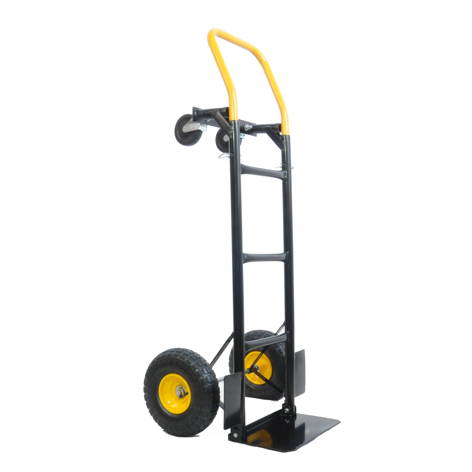 HT1006BK-YL Hand Truck Dual Purpose 2 Wheel Dolly Cart and 4 Wheel Push Cart with Swivel Wheels 330 Lbs Capacity Heavy Duty Platform Cart for Moving/Warehouse/Garden/Grocery