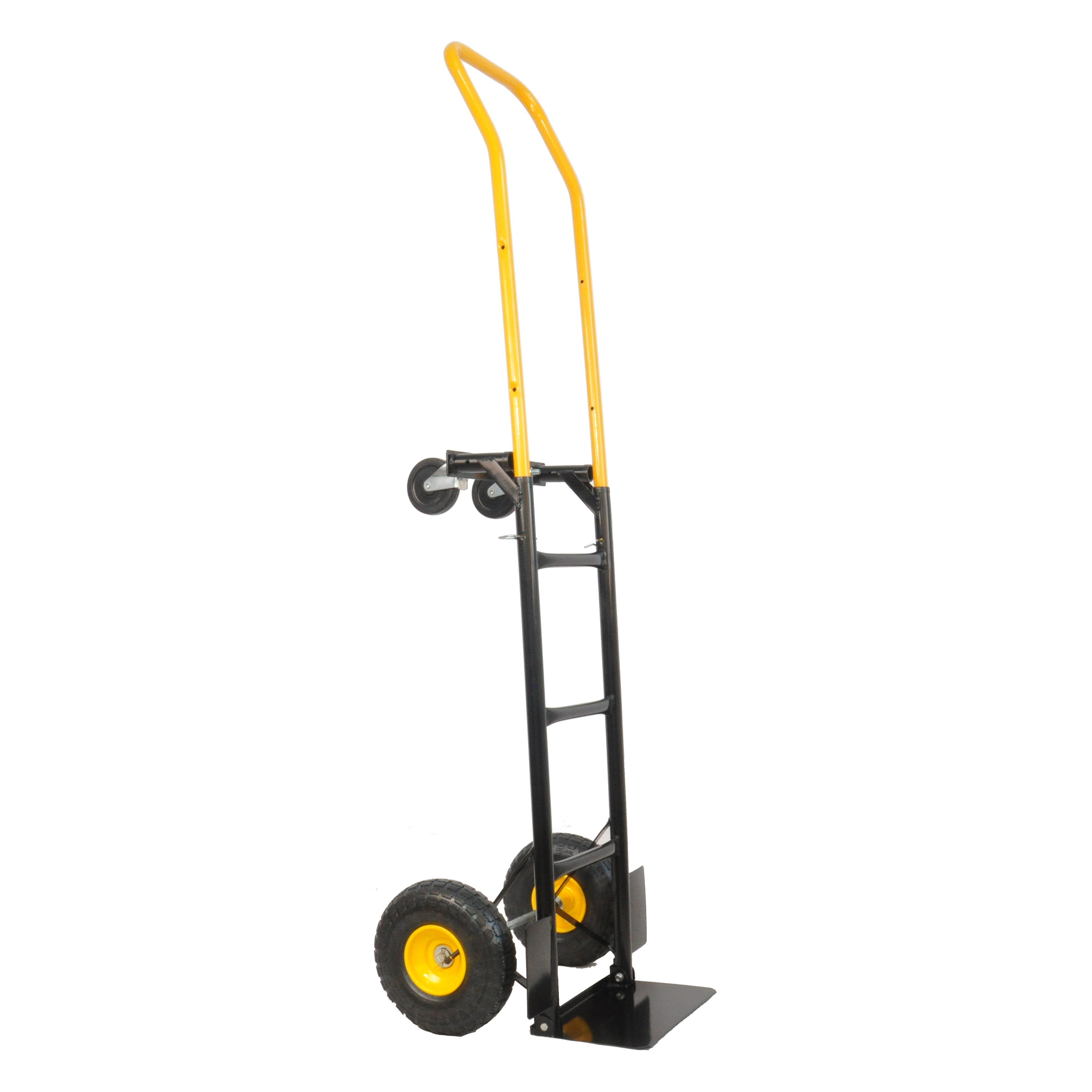 HT1006BK-YL Hand Truck Dual Purpose 2 Wheel Dolly Cart and 4 Wheel Push Cart with Swivel Wheels 330 Lbs Capacity Heavy Duty Platform Cart for Moving/Warehouse/Garden/Grocery