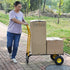 HT1006BK-YL Hand Truck Dual Purpose 2 Wheel Dolly Cart and 4 Wheel Push Cart with Swivel Wheels 330 Lbs Capacity Heavy Duty Platform Cart for Moving/Warehouse/Garden/Grocery