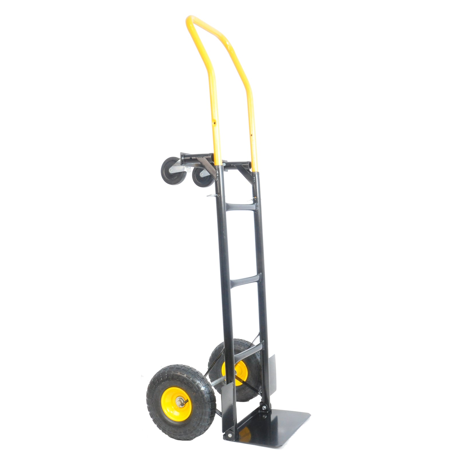 HT1006BK-YL Hand Truck Dual Purpose 2 Wheel Dolly Cart and 4 Wheel Push Cart with Swivel Wheels 330 Lbs Capacity Heavy Duty Platform Cart for Moving/Warehouse/Garden/Grocery
