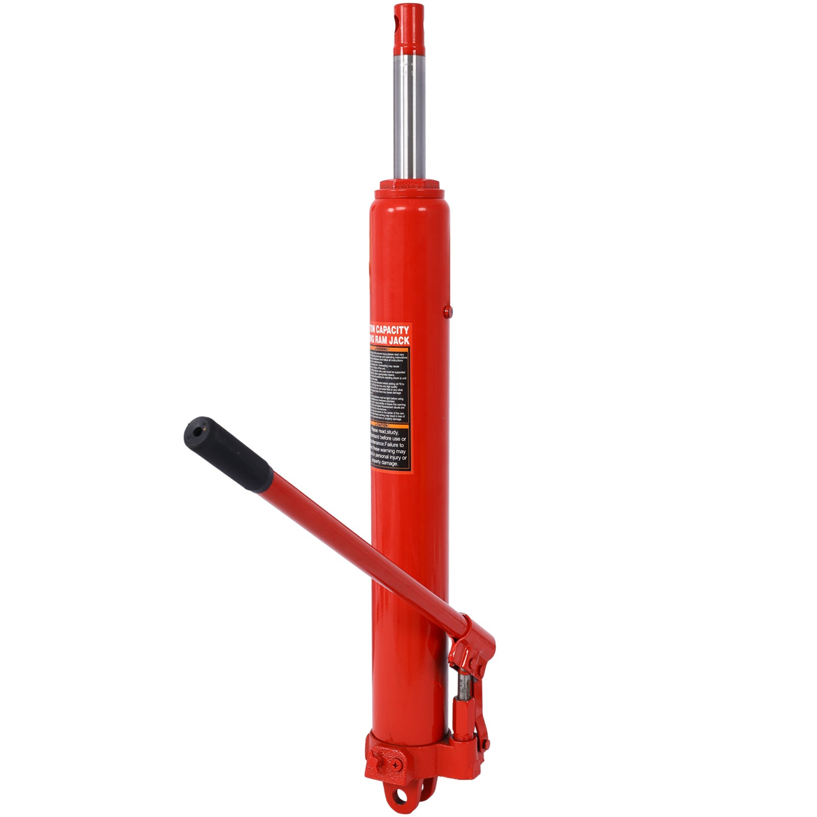 Hydraulic Long Ram Jack with Single Piston Pump and Clevis Base (Fits: Garage/Shop Cranes, Engine Hoists, and More): 8 Ton (16,000 lb) Capacity, Red