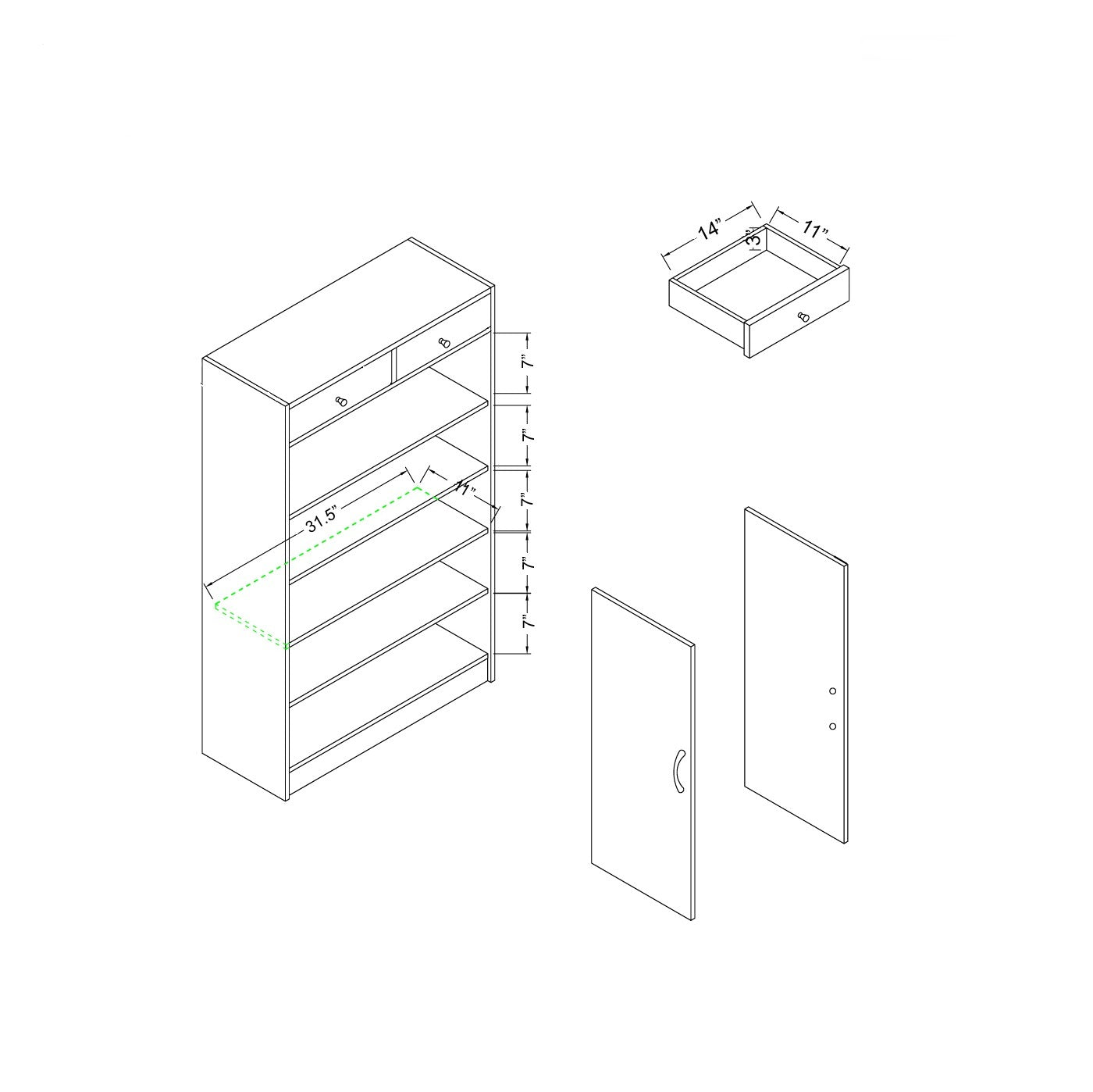 ID USA 161569 Shoe Cabinet Distressed Grey