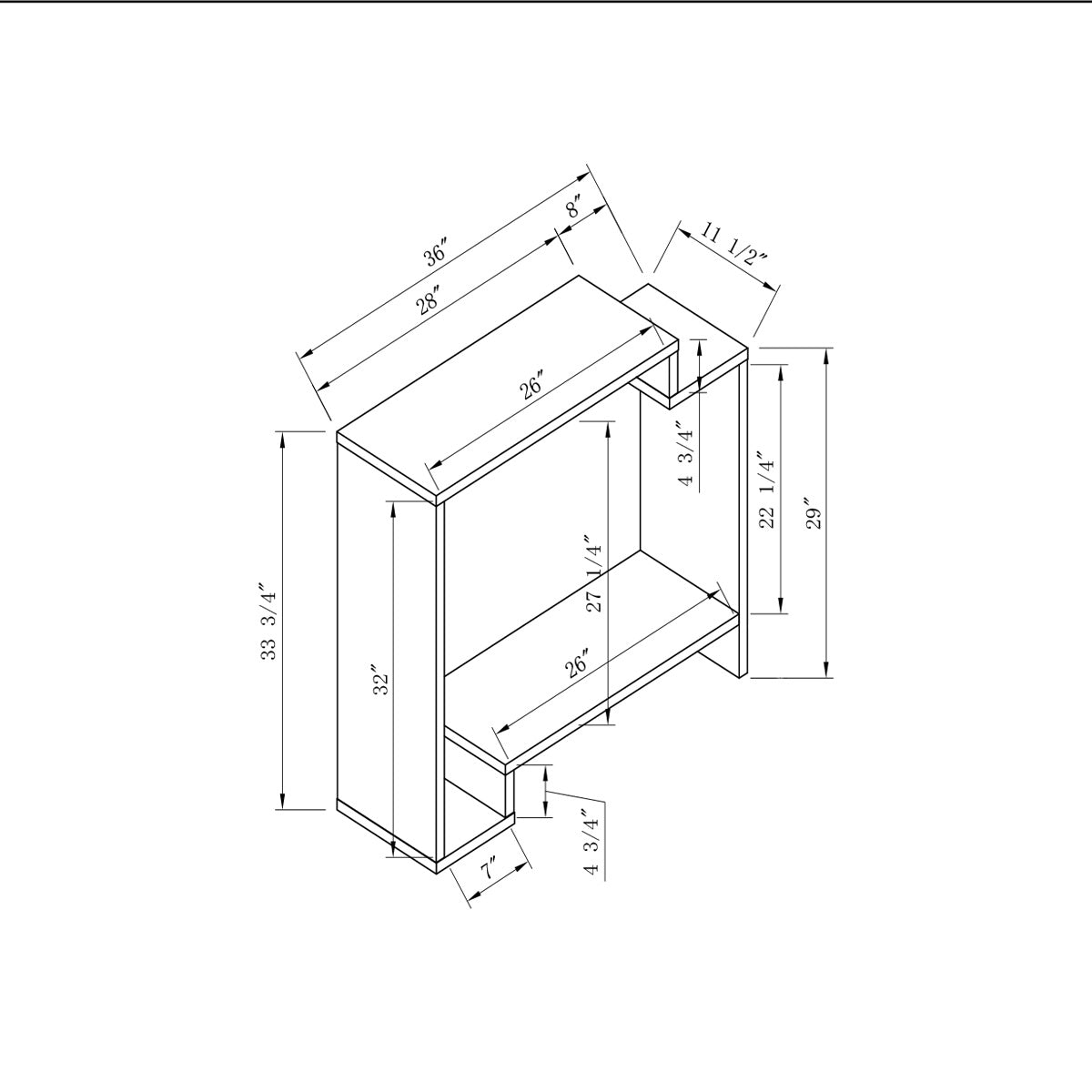 ID USA 213033 Console White & Distressed Grey