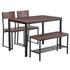 Industrial 4 Piece Dining Room Table Set with Bench Wooden Kitchen Table and Chairs w/ Storage Rack for Kitchen, Dinette, Black/Brown