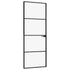 Interior Door Black 29.9"x79.3" Tempered Glass&Aluminum Slim