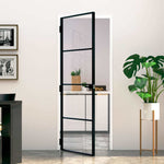 Interior Door Black 29.9"x79.3" Tempered Glass&Aluminum Slim