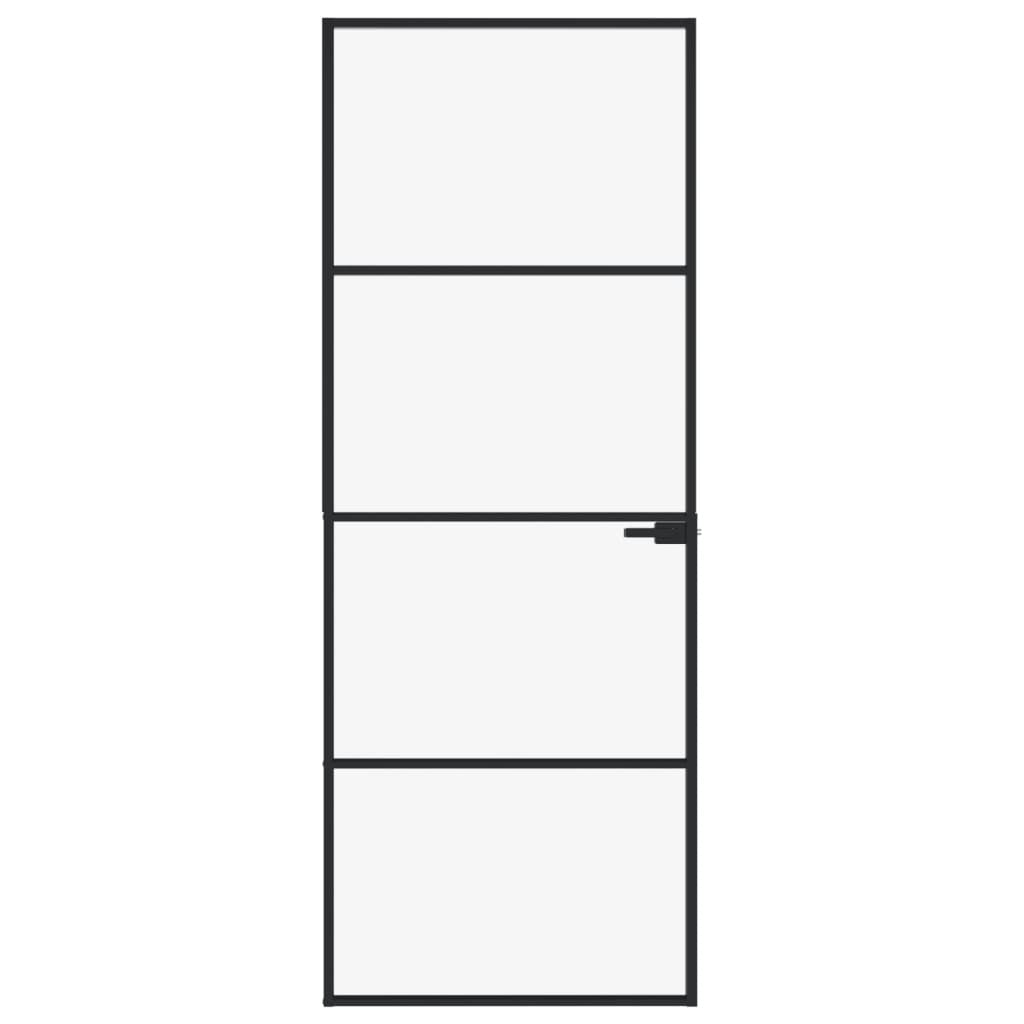 Interior Door Black 29.9"x79.3" Tempered Glass&Aluminum Slim