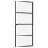 Interior Door Black 29.9"x79.3" Tempered Glass&Aluminum Slim