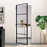 Interior Door Black 32.7"x79.3" Tempered Glass&Aluminum Slim