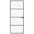 Interior Door Black 32.7"x79.3" Tempered Glass&Aluminum Slim