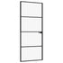 Interior Door Black 32.7"x79.3" Tempered Glass&Aluminum Slim
