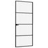 Interior Door Black 32.7"x79.3" Tempered Glass&Aluminum Slim