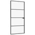 Interior Door Black 36.6"x79.3" Tempered Glass&Aluminum Slim