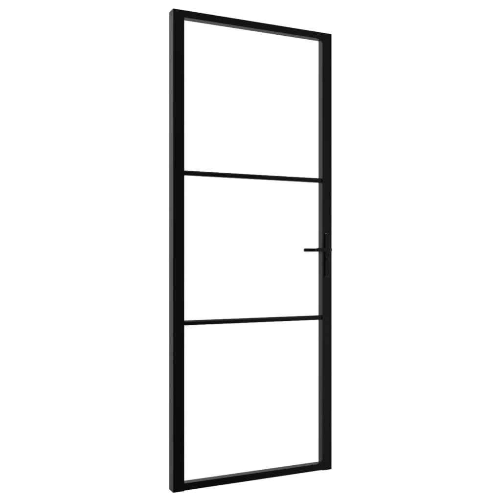 Interior Door ESG Glass and Aluminum 29.9"x79.3" Black