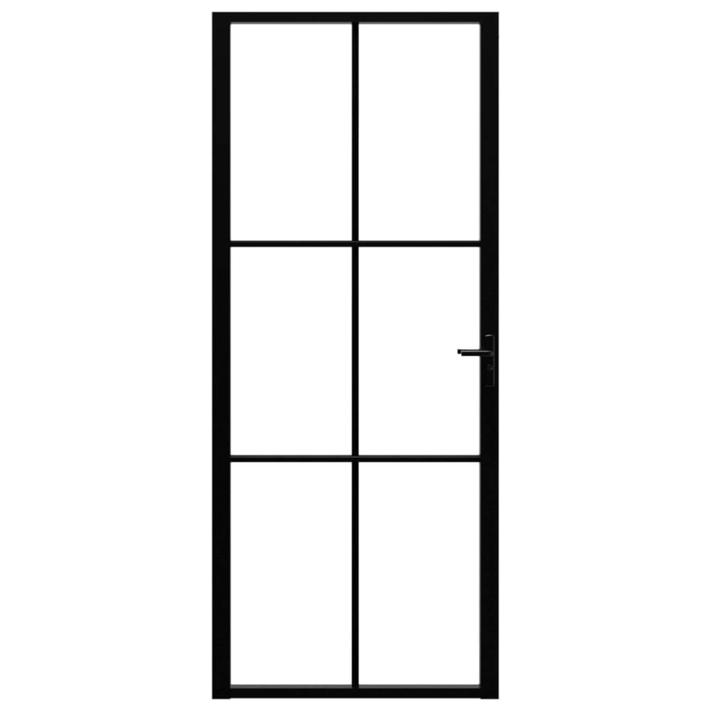 Interior Door ESG Glass and Aluminum 32.7"x79.3" Black