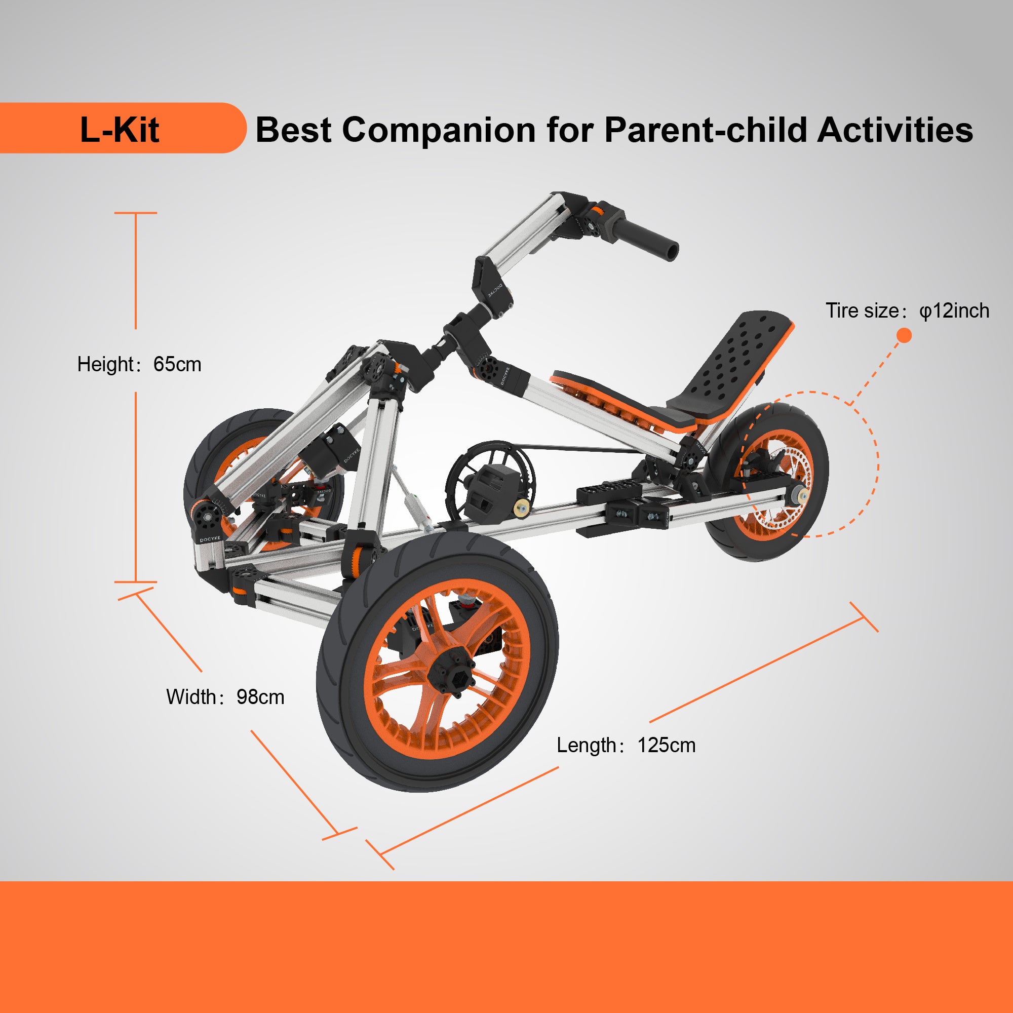 KidRock Buildable Kit 20 in 1 Kids Go Kart Set, Suitable for 1 to 8 Years Old, Two Wheel Bike, Three Wheel Bike, Go Kart, Sit/Stand Scooter, etc. Most Popular L Kit (Non Electric)
