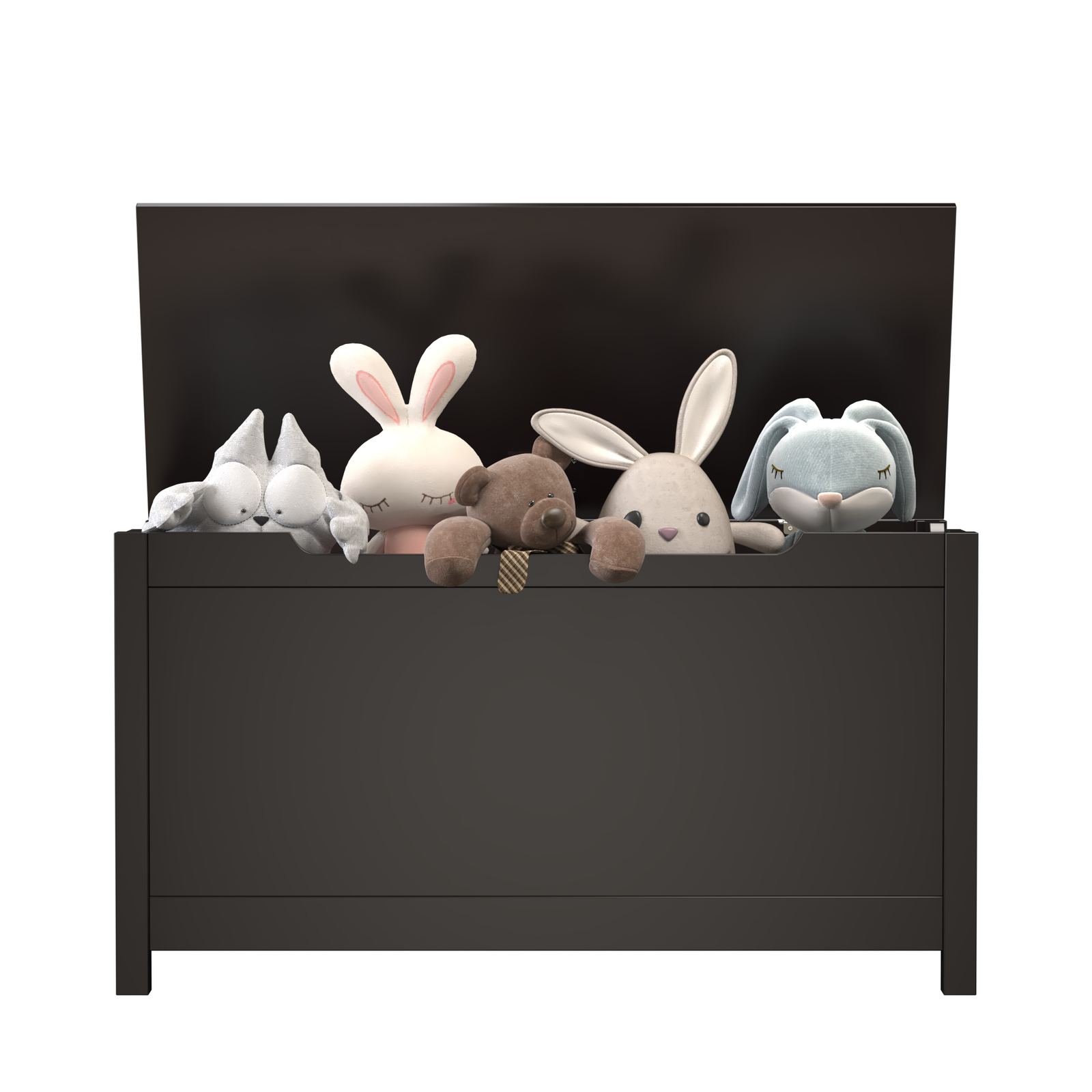 Kids Wooden Toy Box Storage with Safety Hinged Lid for Ages 3+ (Dark Brown)