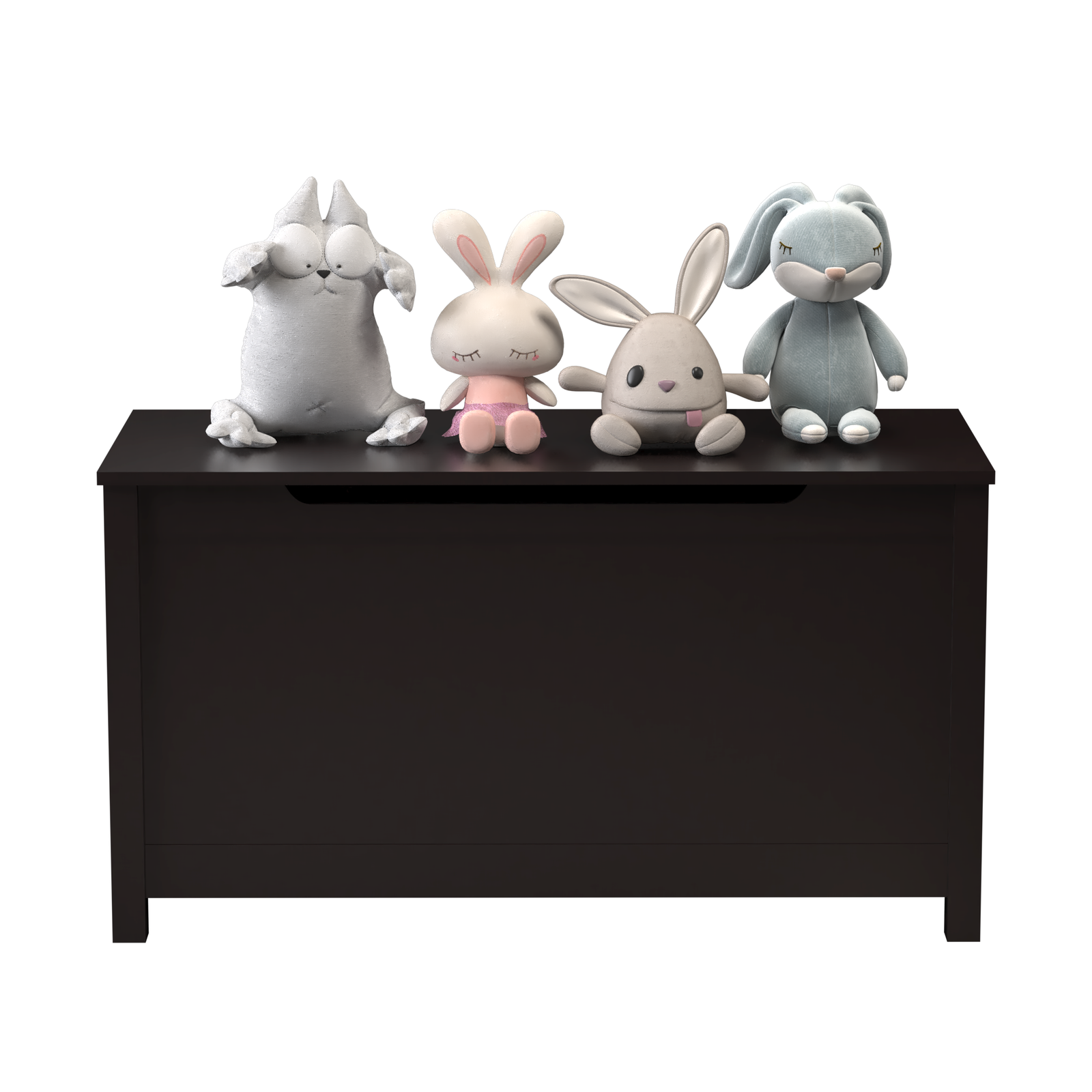 Kids Wooden Toy Box Storage with Safety Hinged Lid for Ages 3+ (Dark Brown)