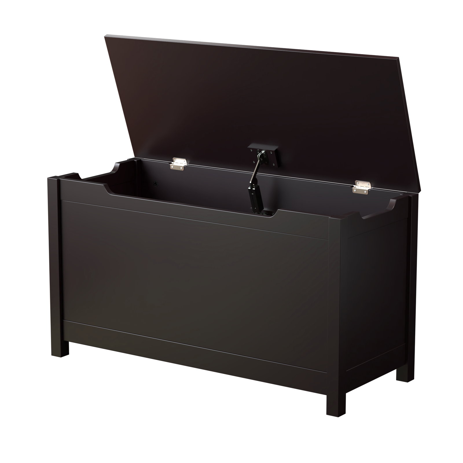 Kids Wooden Toy Box Storage with Safety Hinged Lid for Ages 3+ (Dark Brown)