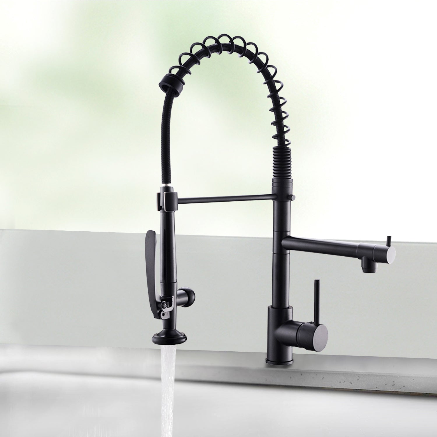 Kitchen Faucet with Pull Down Sprayer one-Hole Gooseneck Kitchen Sink Faucet 2 Handle