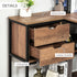 L-Shaped Home Offie Computer Desk with Storage Shelves, 2 Dawers and Industrial Steel Frame, Black/Brown