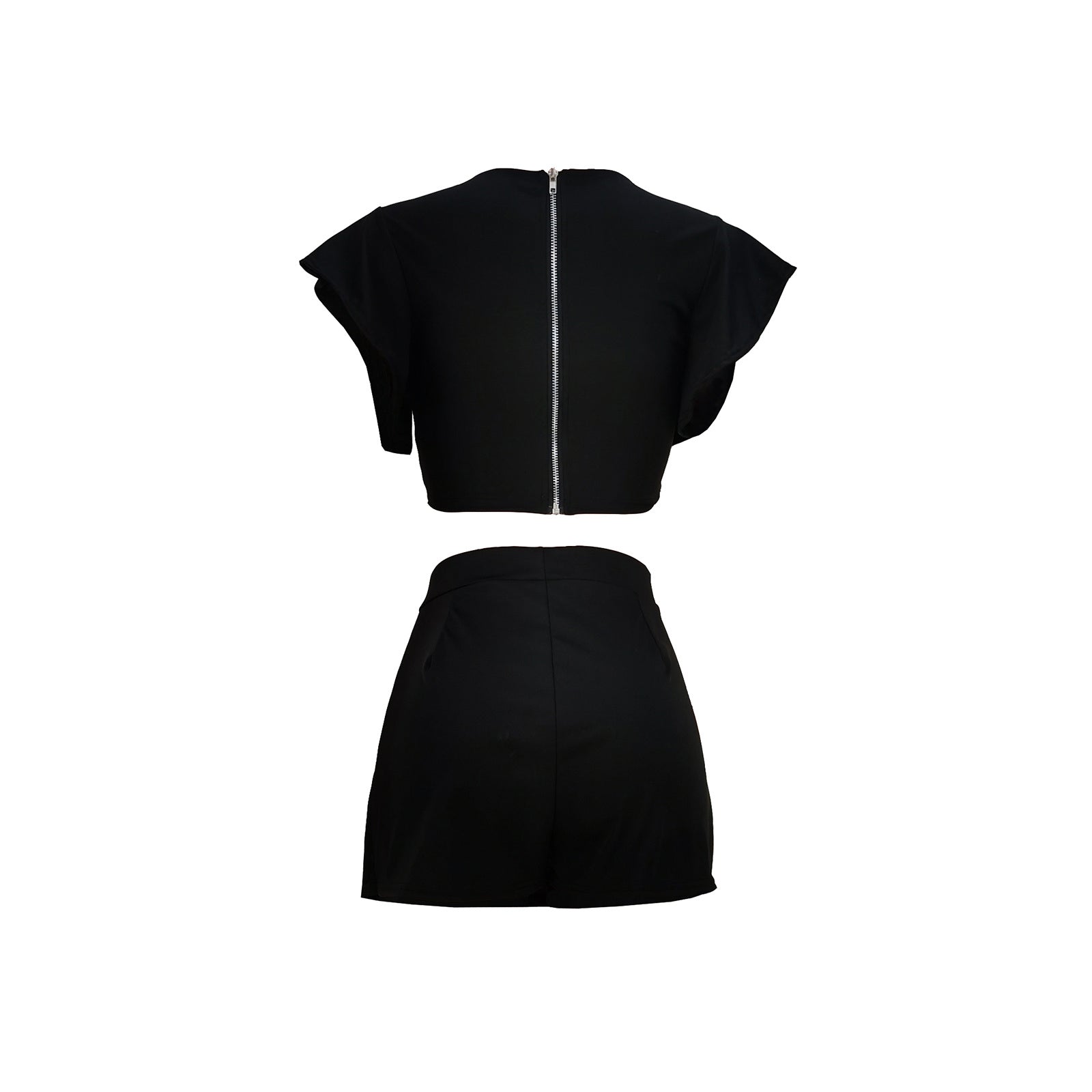 L286598 Sexy Wrapped Ruffled Hakama Two Piece Skort Set