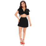 L286598 Sexy Wrapped Ruffled Hakama Two Piece Skort Set