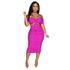 L36879 Sexy Off Shoulder Cutout Pleated Slit Midi Dress