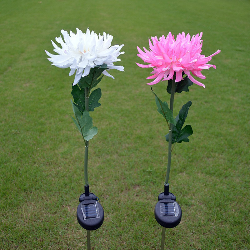LED Chrysanthemum Flower Stake Light Solar Energy Rechargeable for Outdoor Garden - WoodPoly.com