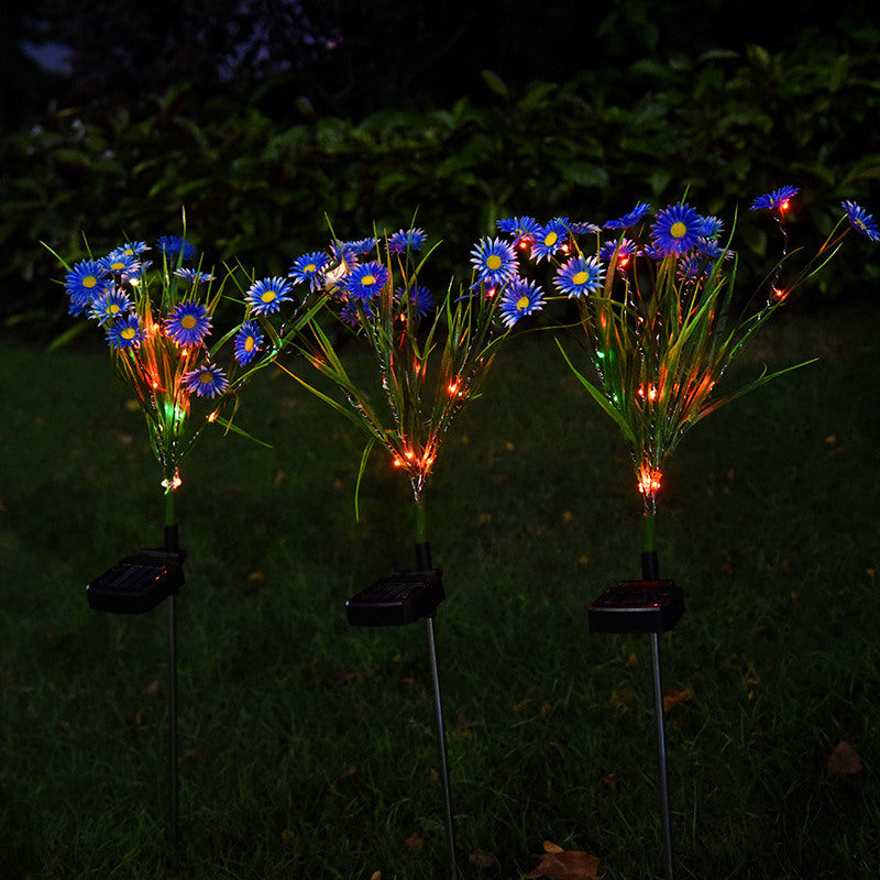 LED Daisy Flower Stake Light Solar Energy Rechargeable for Outdoor Garden - WoodPoly.com