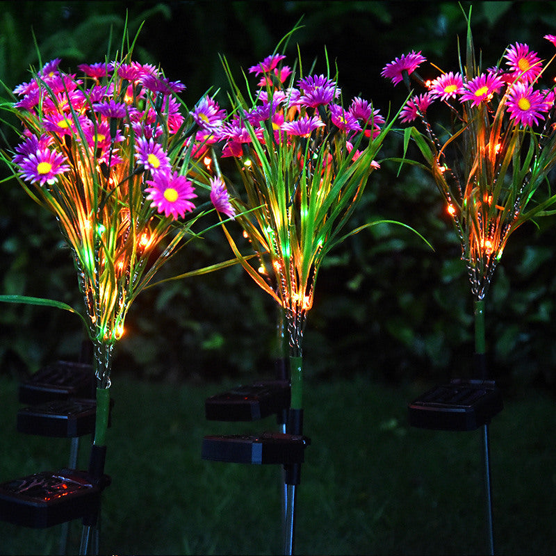 LED Daisy Flower Stake Light Solar Energy Rechargeable for Outdoor Garden - WoodPoly.com