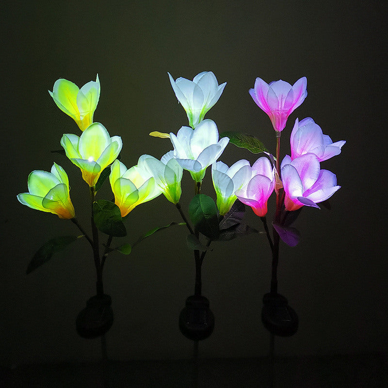 LED Magnolia Flower Stake Light Solar Energy Rechargeable for Outdoor Garden - WoodPoly.com