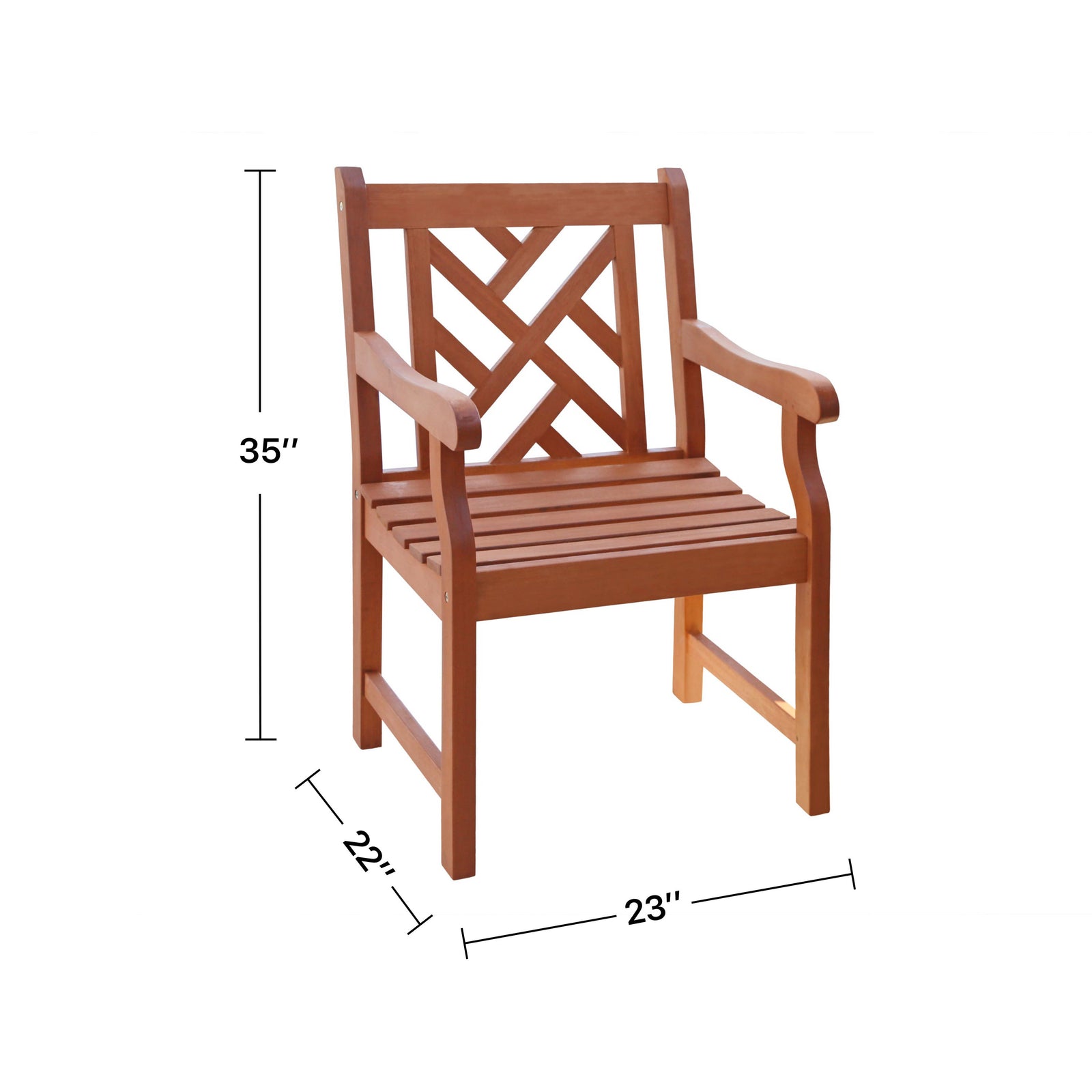 Lidwina Reddish Brown Tropical Wood Patio Armchair