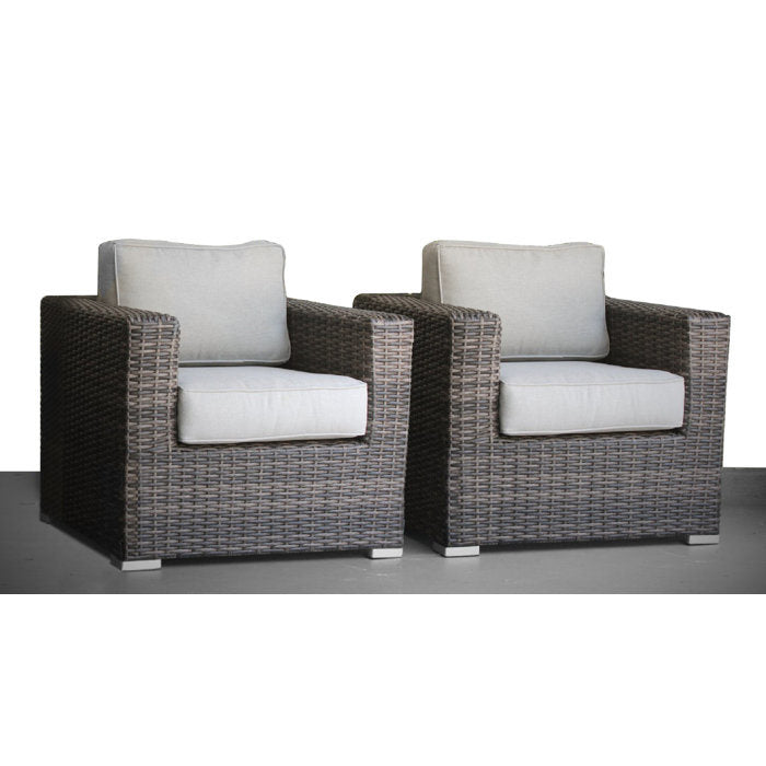 Living Source International Fully Assembled Patio Chair with Cushions (Set of 2) Mixed Gray