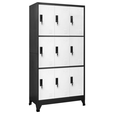 Locker Cabinet Anthracite and White 35.4"x17.7"x70.9" Steel